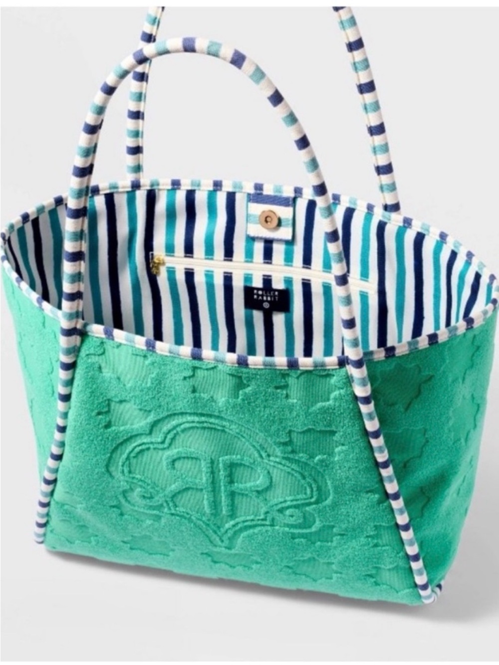 Star Geo Large Terry Beach Tote Bag Green - Roller Rabbit